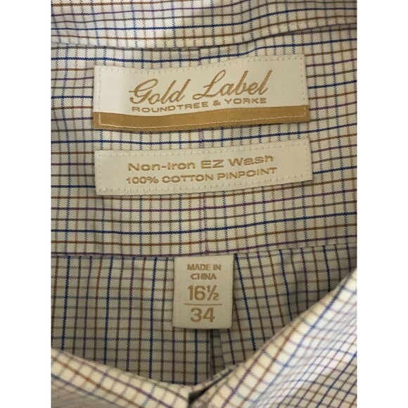 Roundtree Yorke Gold Label Button Down Shirt Mens White Large - Picture 3 of 5